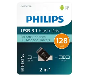Philips OTG 2v1 128GB černá / Flash disk / USB 3.1 / USB-C / OTG