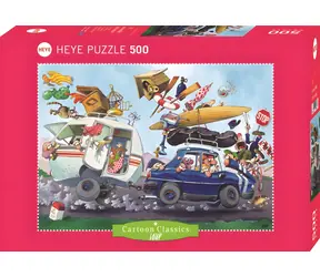 HEYE Puzzle Cartoon Classics: Odjezd na dovolenou! / 500 dílků / 50 x 35 cm