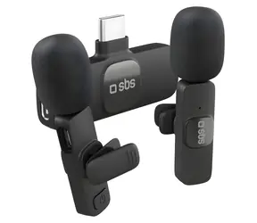SBS Klopové mikrofony s USB-C přijímačem černá / Mikrofon / sada 2 ks / USB-C