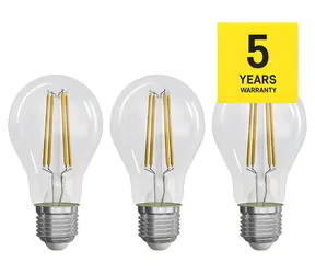 GP MET LED žárovka A60 E27 3,8W teplá bílá, 3 ks / LED žárovka / 806 lm / 2700K / náhrada 60W