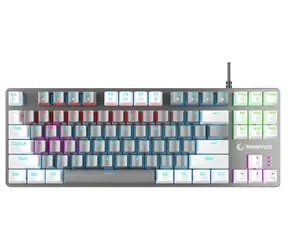 Rampage Snug bílo-šedá / Herní klávesnice / mechanická / KRGD Blue / RGB / drátová