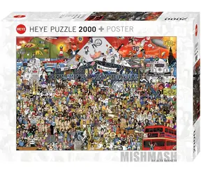 HEYE Puzzle Historie britské hudby / 2000 dílků / 96 x 68 cm
