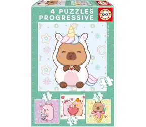 EDUCA Puzzle CapyFun 4v1 / (6 & 9 & 12 & 16 dílků) / 16x16 cm