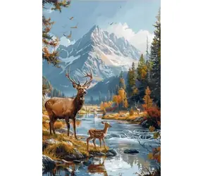 NORIMPEX Diamantové malování Jelen v horách / 30x40 cm