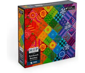 HOP Puzzle Patchworková duha / 1000 dílků / nepravidelné dílky / plakát A3
