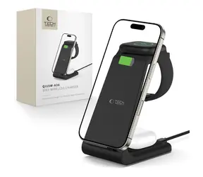 Tech-Protect QI15W-A36 černá / Bezdrátová nabíjecí stanice / 3v1 / 15W / pro Apple