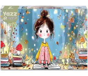 YAZZ Puzzle Dívka a knihy / 1000 dílků / 68 x 48 cm