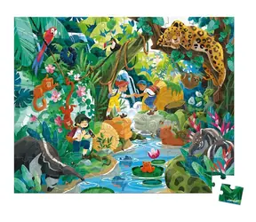 JANOD Puzzle v kufříku Dobrodružství v džungli / 100 dílků / 50 x 40 cm