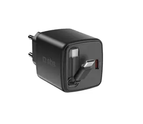 SBS Cestovní adaptér s kabelem USB-C černá / Cestovní adaptér / PD 45 W