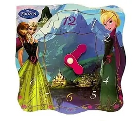 TOP BRIGHT Dřevěné puzzle hodiny Ledové království / Vkládací puzzle / otočné ručičky / 22 x 22 cm