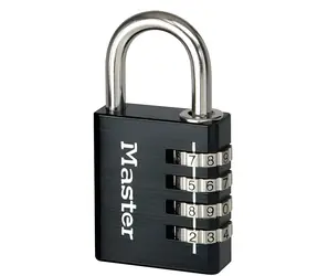 Master Lock Kombinační visací zámek 40 mm černo-stříbrný / Visací zámek / 4 číslice / Hliníkové tělo