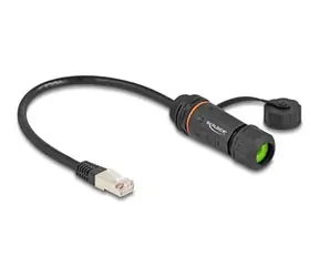 DeLock Kabel RJ45 vidlice - RJ45 zásuvka vodotěsný / Síťový kabel / Cat6a / S/UTP / IP68 / 0,25 m