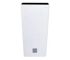 PROSPERPLAST RATO SQUARE bílá 20 x 20 x 37,6 cm / Květináč / Hranatý / Plast / Objem 11,4 l / Výška 37,6 cm