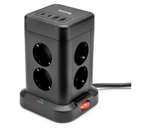 Huslog nabíjecí stanice 15W černá / 8x zásuvka / 2x USB-C / 2x USB-A