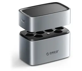Orico EV8 stříbrná / Nabíječka baterií / AA lithiové baterie / úložný box