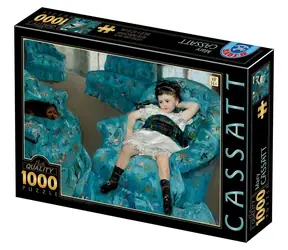 D-TOYS Puzzle Malá dívka v modrém křesle / 1000 dílků