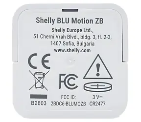 Shelly BLU Motion ZB bílá / Senzor pohybu / Zigbee 3.0 / Bluetooth 5 LE / PIR senzor / světelný senzor