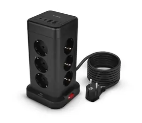 Huslog nabíjecí stanice 15W černá / 12x zásuvka / 2x USB-C / 2x USB-A