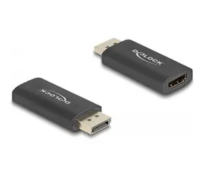 DeLock adaptér aktivní DisplayPort 1.4 na HDMI černý / Redukce / 8K / HDR / HDCP / hliníkové pouzdro