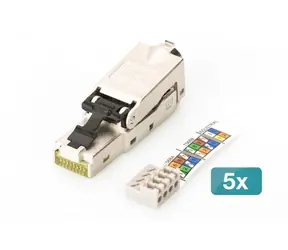 Digitus DN-93631-5 stříbrná / Konektor RJ45 / CAT6A STP / terénní montáž / 5 ks