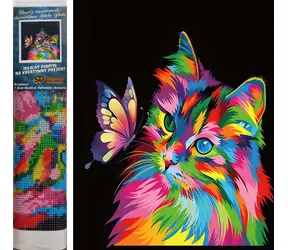 NORIMPEX Diamantové malování Barevná kočka (1007120) / 30x40 cm