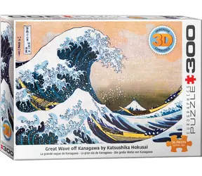 EUROGRAPHICS Puzzle Velká vlna Kanagawa XL / 3D efekt / 300 dílků / 67,6 x 48,9 cm
