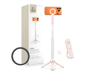 Tech-Protect L11S MagSafe růžová / Selfie tyč / Bluetooth spoušť / MagSafe úchyt