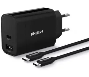 Philips DLP5321NB/12 černá / Nabíječka do sítě / 2x USB-C / + kabel USB-C/USB-C 1 m