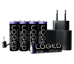 Shelly napájecí sada pro LOQED Touch / Napájecí sada / 8x AA NiMH baterie / síťový adaptér 3 m