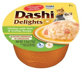 Inaba Churu Cat Dashi Delights kuře, tuňák, hřebenatka / Vanička pro kočky / 70 g