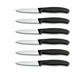 Victorinox Swiss Classic černá / Sada nožů na zeleninu / 6 ks / 10 cm / Zoubkované ostří