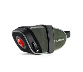 Rockbros C52-2 zelená / Cyklistická brašna pod sedlo / integrované LED světlo / 250 mAh