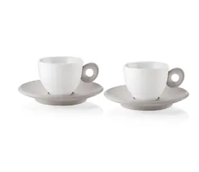 Guzzini Everyday šedá / Sada šálků na espresso / 2 ks / 50 ml / Porcelán, plast