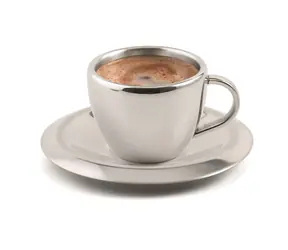Weis Hrnek na espresso s podšálkem / Hrnek na espresso / dvouplášťová nerezová ocel / 55 ml