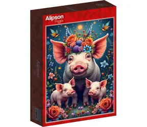 ALIPSON Puzzle Prasečí rodinka na procházce / 1000 dílků / 47,8 x 68 cm