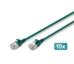 Digitus CAT6A F/FTP Slim zelená / Patch kabel / RJ45 / 10 Gbit/s / 500 MHz / 1 m / 10 ks