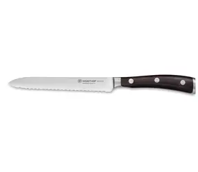 Wüsthof IKON / Nůž nakrajovací / 14 cm / Vlnkované ostří / Rukojeť z dřeva Grenadill