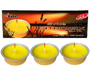 Mandy Venkovní svíčka Citromix žlutá / Svíčka / 3x 70 g / Odpuzuje hmyz / Doba hoření 10 h