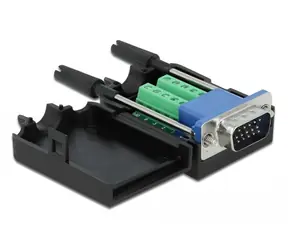 Delock adaptér VGA na svorkovnici s pouzdrem / Redukce / VGA 15pin – svorkovnice 10pin / černá