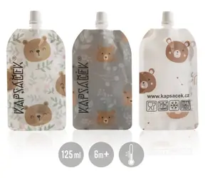 Kapsáček Plnitelná kapsička na jídlo 3 ks / Kapsička na krmení / znovu plnitelná / 125 ml