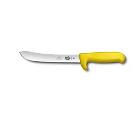 VICTORINOX Fibrox řeznický nůž žlutý / 18 cm / hladká čepel / bezpečnostní špička