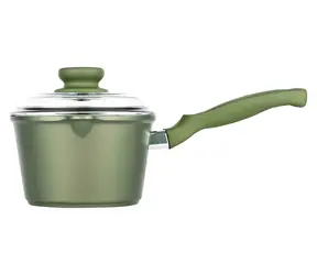 Risoli DR GREEN zelená / Rendlík s poklicí / 16 cm / 1,5 l / litý hliník / nepřilnavý povrch