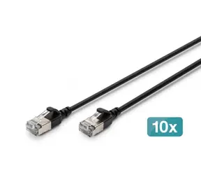 Digitus CAT6A Slim černá / Patch kabel / F/FTP / 1,5 m / 10 Gbit/s / 10 ks
