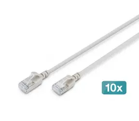 Digitus CAT6A Slim šedá / Patch kabel / F/FTP / RJ45 / 0,3 m / 10 Gbit/s / 10 ks