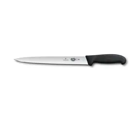Victorinox Fibrox černá, špičatá čepel / Plátkovací nůž / 25 cm / hladká čepel / nerezová ocel
