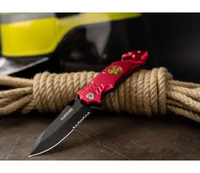 Boker Fire Fighter červená / Kapesní nůž / Ocel 440A / Délka čepele 8,3 cm / Linerlock