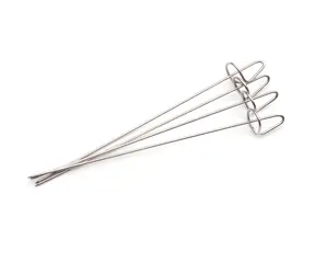 Deos Grilovací jehly na šašlik nerez, 4 ks / Grilovací jehla / nerezová ocel / kord / 20 cm