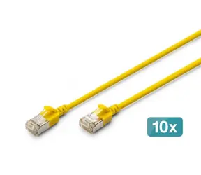 Digitus CAT6A F/FTP Slim žlutá / Patch kabel / RJ45 / 10 Gbit/s / 500 MHz / 1 m / 10 ks