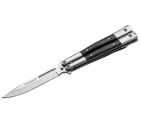 BOKER Kapesní nůž Balisong Wood / Délka čepele 10,3 cm / Ocel 440 / Rukojeť Pakka Wood