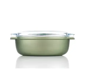 Risoli DR Green zelená / Pekáč / oválný se skleněnou poklicí / 36 x 24 cm / litý hliník 6 mm / Green Stone bez PFOA